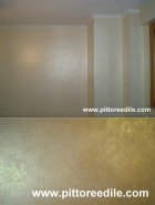 Decorazione pareti - tamponato a levare - effetto oro bianco increspato - Muratore Imbianchino Roma 