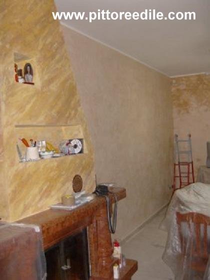 Decorazione stucco veneziano cappa camino e stucco antico pareti - Muratore Imbianchino Roma 