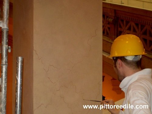 Rifacimento decorazione finto marmo colonne scale interne, Prati, Roma - Imbianchino Roma Impresa Edile
