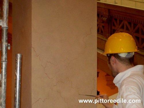 Rifacimento decorazione finto marmo colonne scale interne, Prati, Roma - Muratore Imbianchino Roma 